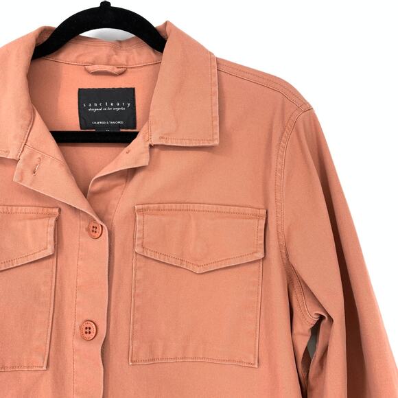 Sanctuary Women's Size M Dusty Blush Utility Jacket Front Pockets Button Down - Picture 3 of 7